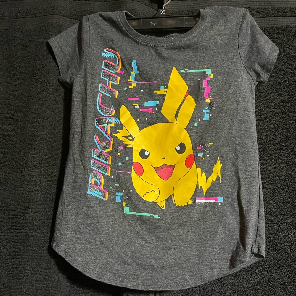 Nintendo Gray and Yellow Pikachu Short Sleeve Tee